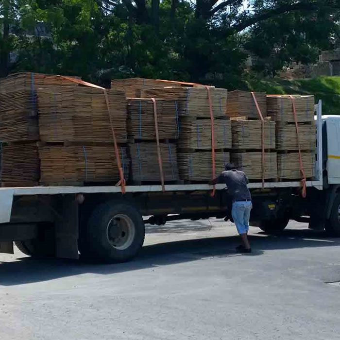 Crates loaded on a truck for delivery to a customer